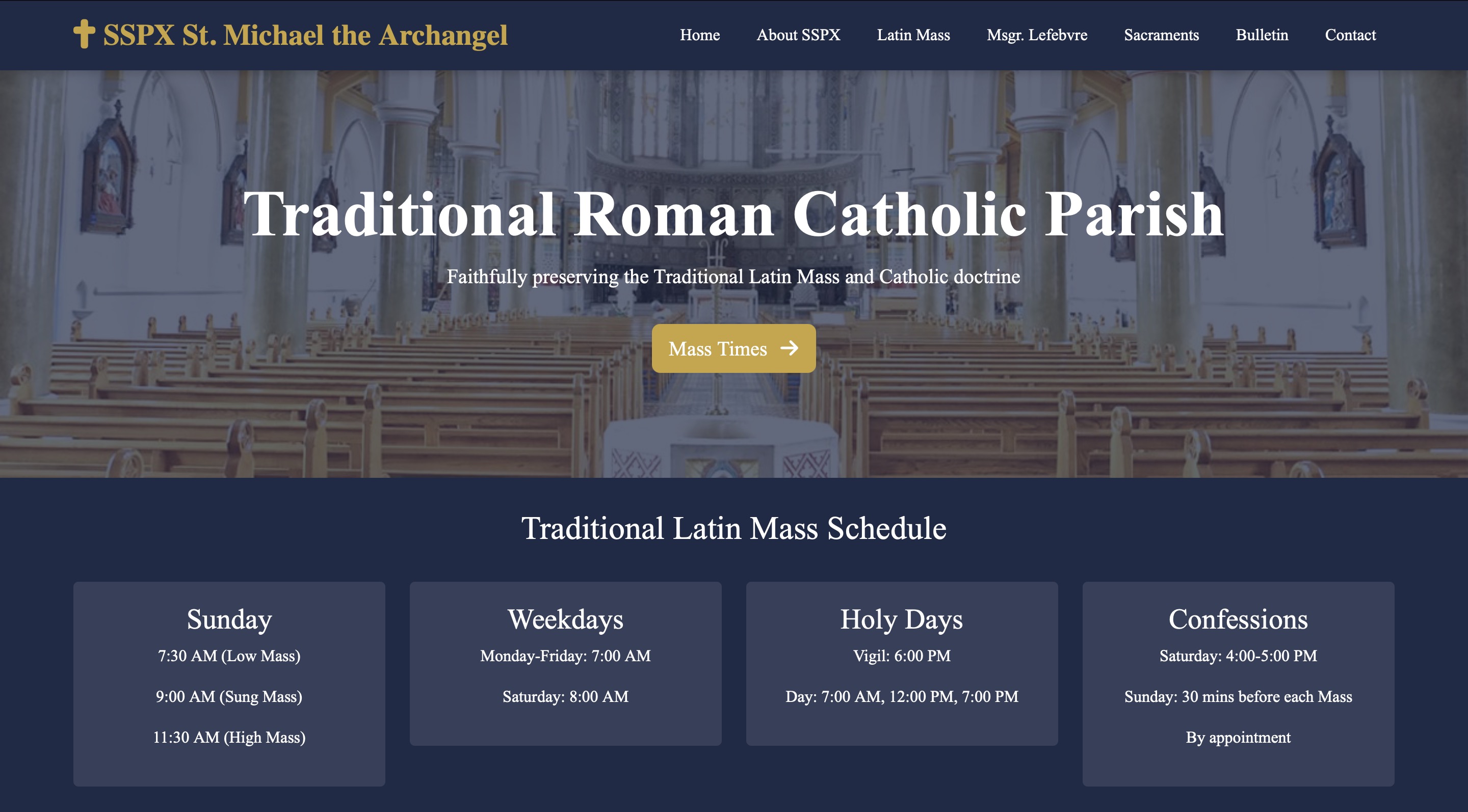 Parish website homescreen