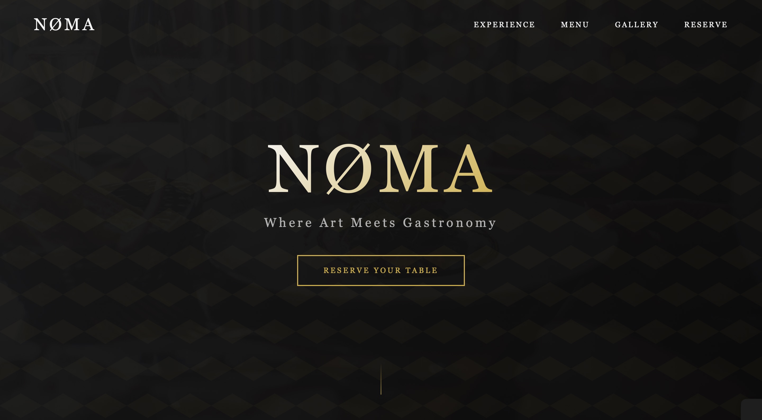 Restaurant website homescreen