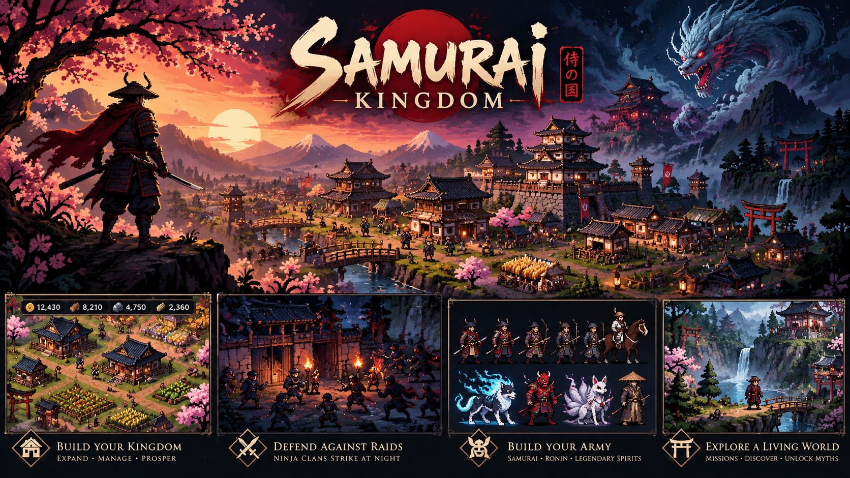 Samurai Kingdom — 2D pixel-art game preview